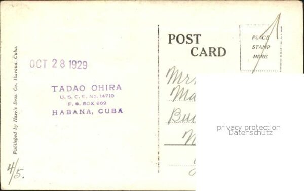 Habana Havana Columbus Cathedral Stempel auf AK – Bild 2