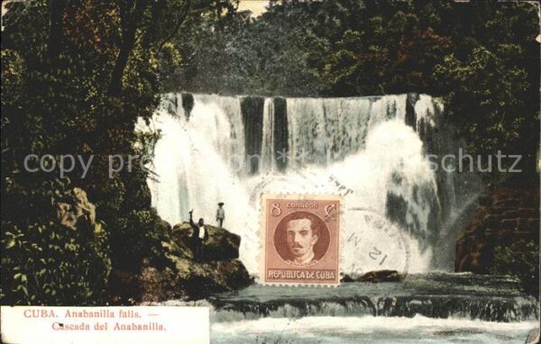 Cuba Cuba Cascada del Anabanilla Stempel auf AK