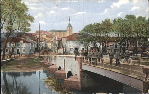 Thiaucourt-Regnieville Brücke Kirche Soldaten Militär 1. Weltk