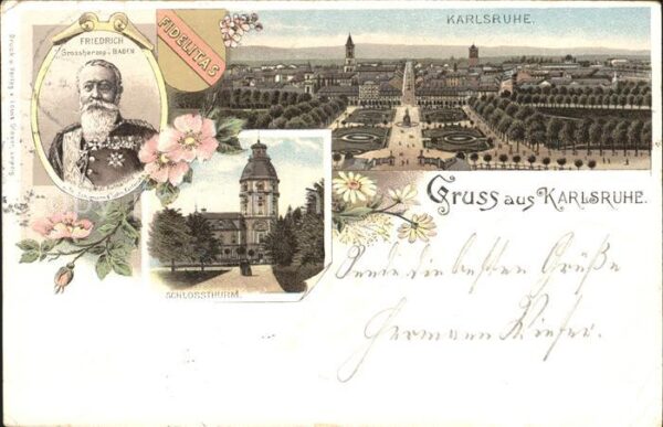 Adel Baden Friedrich I. Schlossturm Karlsruhe Lith