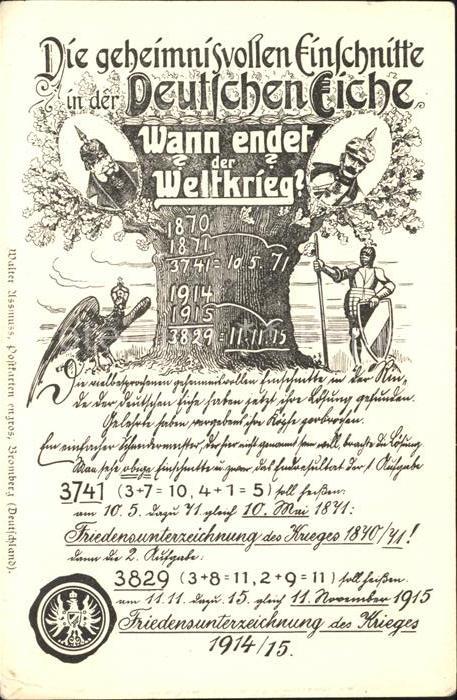 Militaria WK1 Einschnitte Deutsche Eiche Friedensunte