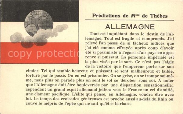 Globus Predictions Madame de Thebes Allemagne