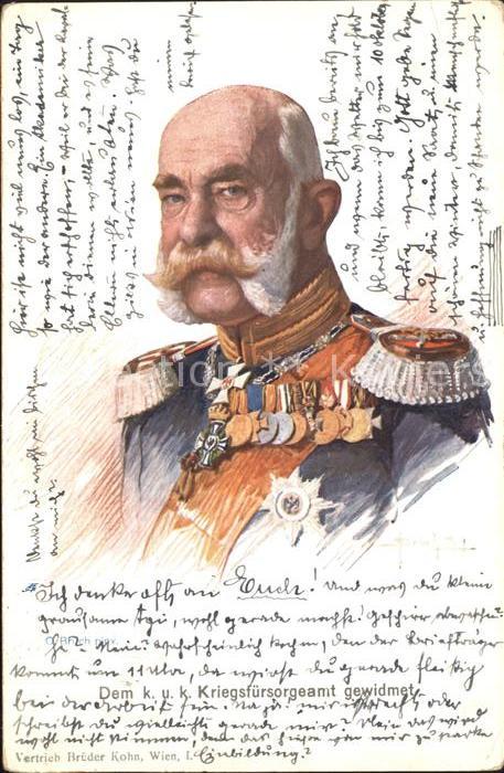 Franz Josef I. Kaiser von Oesterreich Orden Spendenkarte Kriegsfürsorgeamt