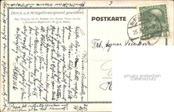 Franz Josef I. Kaiser von Oesterreich Orden Spendenkarte Kriegsfürsorgeamt – Bild 2