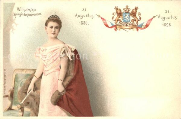 Adel Niederlande Königin Wilhelmina Litho