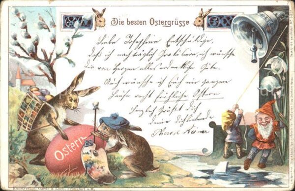 Vermenschlicht Hasen Maler Farbpalette Zwerge Kircheng