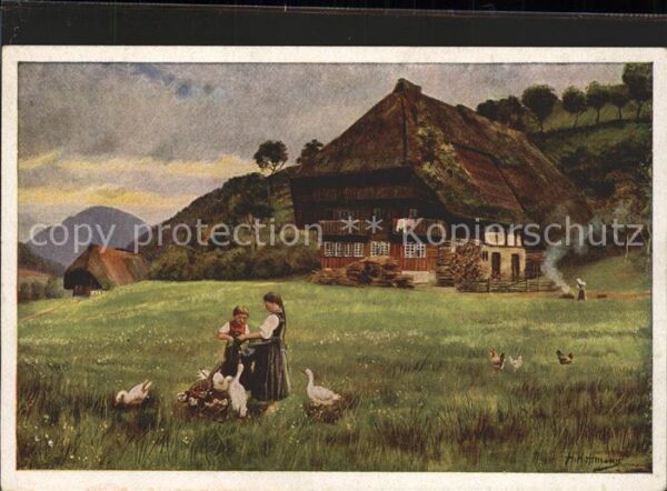 Hoffmann Heinrich Auf sonniger Höhe Schwarzwaldhaus Kinde