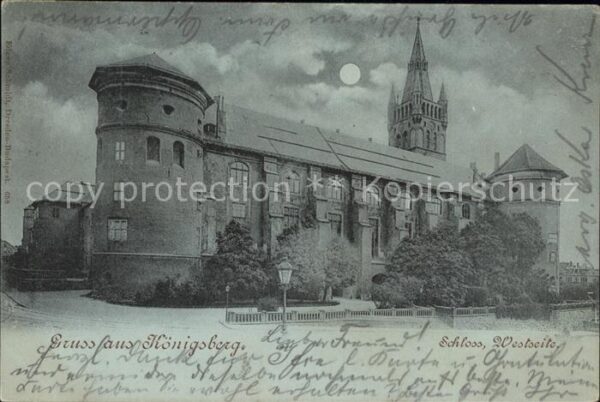 Koenigsberg Ostpreussen Schloss bei Nacht Mond