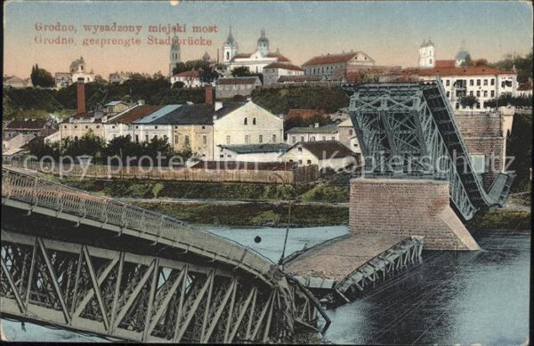Grodno Hrodna Belarus Gesprengte Stadtbrücke