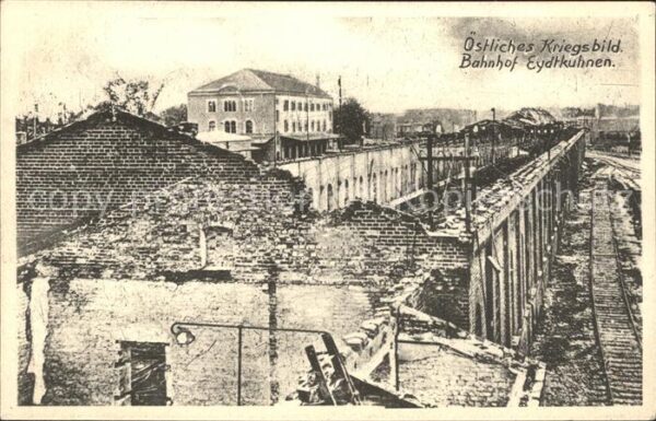 Eydtkuhnen Ostpreussen Östliches Kriegsbild Zerstörter Bahnhof