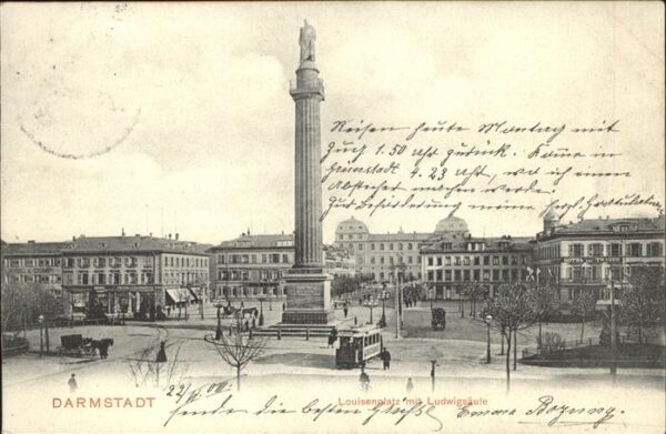 Strassenbahn Darmstadt Louisenplatz Ludwigsäule