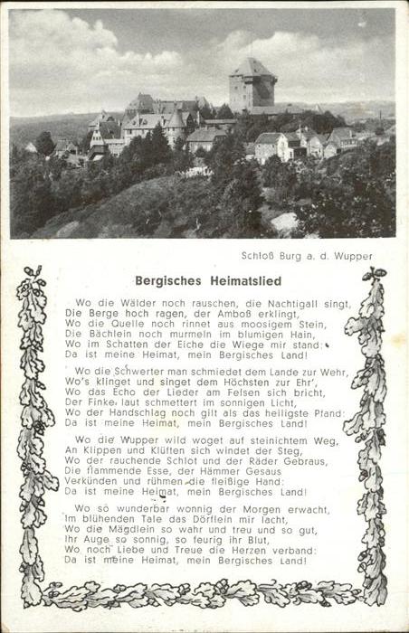 Liederkarte Schloß Burg an der Wupper Bergisches He