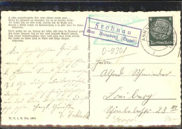 Liederkarte Dr frohnaaer Hammer Frohnau – Bild 2
