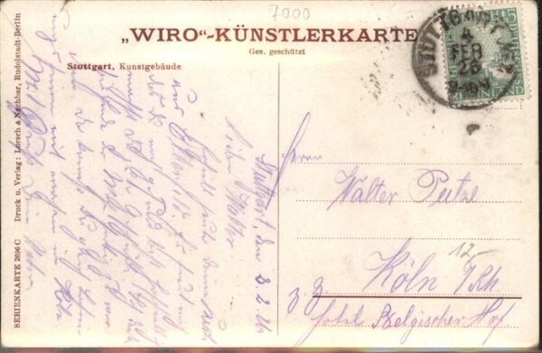 Verlag Wiedemann WIRO Nr. 2696 C Stuttgart Kunstgebäude – Bild 2
