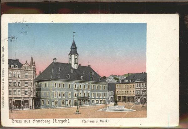 Verlag Braun Nr. 2506 Annaberg Rathaus Markt