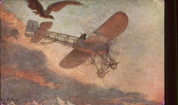 Kuenstlerkarte Printemge Segelflugzeug Adler