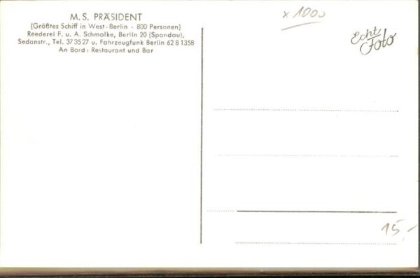 Dampfer Binnenschifffahrt M.S. Präsident Berlin – Bild 2