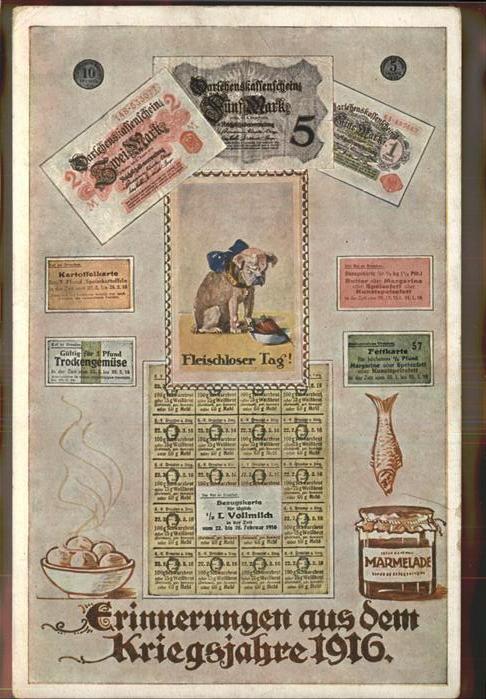 Kriege Erinnerungen 1916 Wertmarken Marmelade