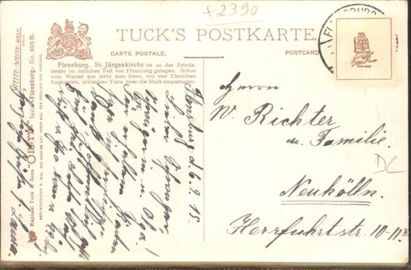 Verlag Tucks Oilette Nr. 6605 B Flensburg St. Jürgen-Kirche Hafe – Bild 2