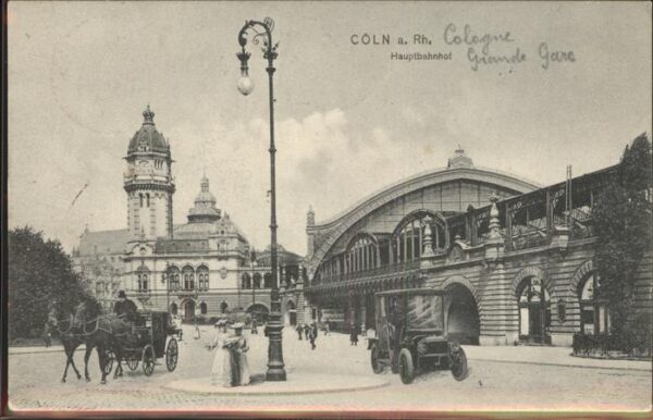 Bahnhof Cöln a. Rh. Hauptbahnhof Pferdekutsche