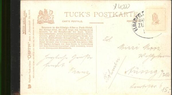Verlag Tucks Oilette Nr. 634 B Düsseldorf Königsallee Park-Hotel – Bild 2