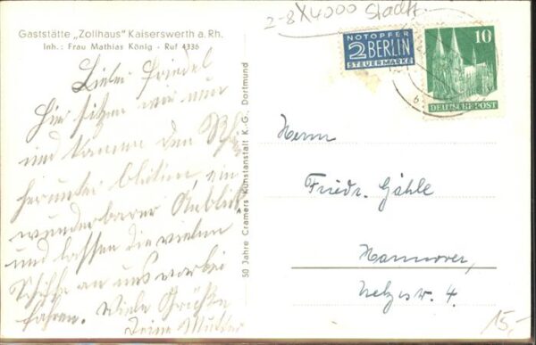 Dampfer Binnenschifffahrt Kaiserwerth a. Rh. Gaststätte Zollhaus – Bild 2