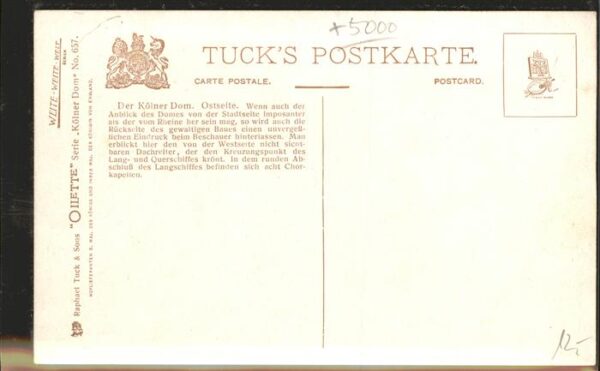Verlag Tucks Oilette Nr. 657  Kölner-Dom Ostseite – Bild 2