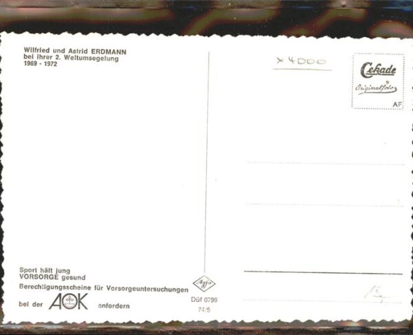 Segeln Wilfried Astrid Erdman Weltumseglung – Bild 2