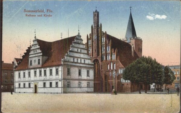 Sommerfeld Lubsko Rathaus und Kirche Feldpost