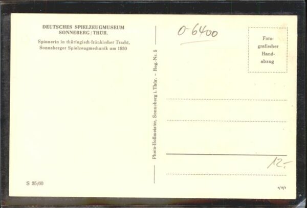 Spielzeug Museum Sonneberg Spinnrad Spinnerin Tra – Bild 2