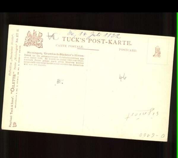 Verlag Tucks Oilette Nr. 177 B Meiningen Grumbach Büchners Hinte – Bild 2
