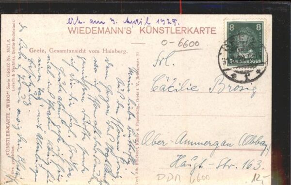 Verlag Wiedemann WIRO Nr. 3577 A Greiz Hainberg – Bild 2