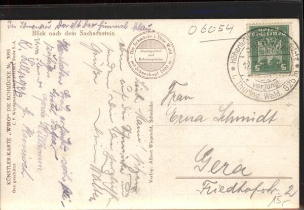 Verlag WIRO Wiedemann Nr. 3095 Schmücke Sachsenstein Kühe Schafe – Bild 2