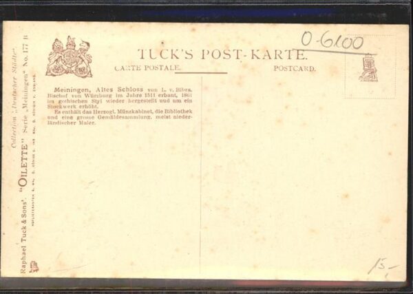 Verlag Tucks Oilette Nr. 177 B Meiningen Altes-Schloss – Bild 2