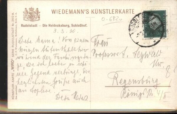 Verlag Wiedemann WIRO Nr. 2612 Rudolstadt Heidecksburg Schloßhof – Bild 2