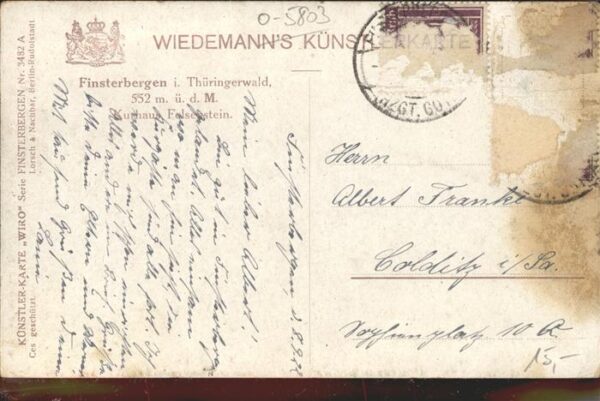 Verlag Wiedemann WIRO Nr. 3482 A Finsterbergen Kurhaus Felsenstei – Bild 2