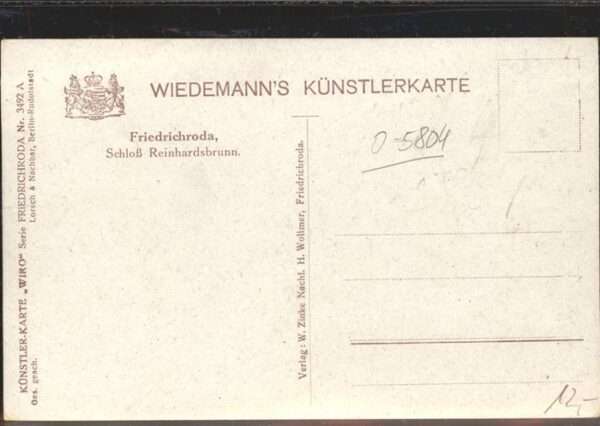 Verlag Wiedemann WIRO Nr. 3492 A Friedrichroda Schloß Reinhardsbr – Bild 2