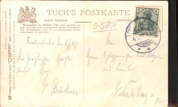 Verlag Tucks Oilette Nr. 649 B Wasserfall Kühlen Tal Friedrichro – Bild 2