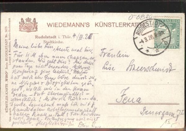 Verlag WIRO Wiedemann Nr. 3475 Rudolstadt Stadtkirche – Bild 2