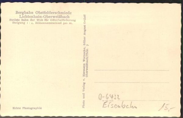 Bergbahn Obstfelderschmiede Lichtenhain-Oberweiß – Bild 2