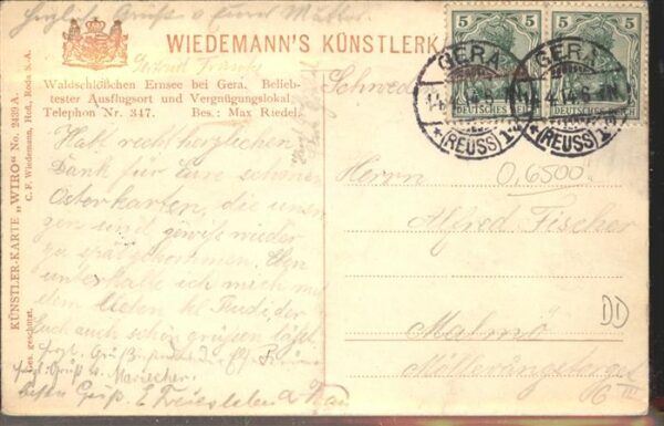 Verlag WIRO Wiedemann Nr. 2439 Waldschlösschen Ernsee Gera – Bild 2