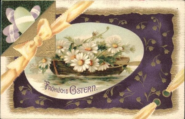 Ostern Easter Paques Schleife Ostereier Margeriten Feldpost