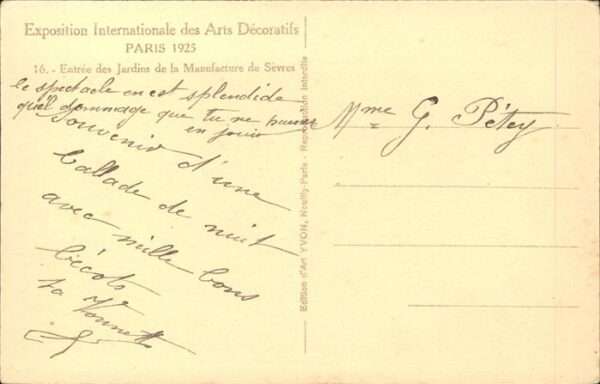 Exposition Arts Decoratifs Paris 1925 Jardins de la Manufacture de Sevres – Bild 2