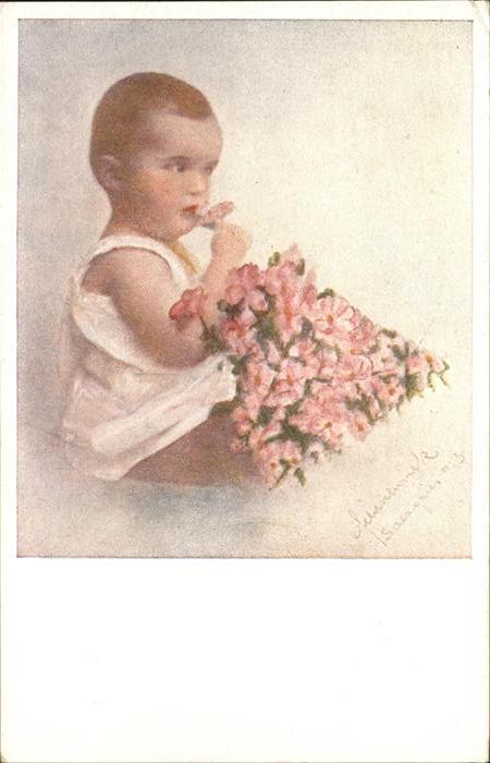 Kuenstlerkarte Nr. 450 Kind Blumen