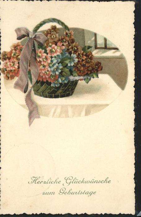 Geburtstag Blumen Korb Schleife