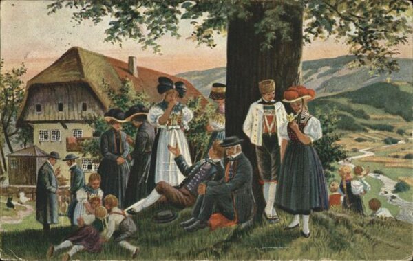 Trachten Schwarzwald Sonntagnachmittag Künstlerkarte