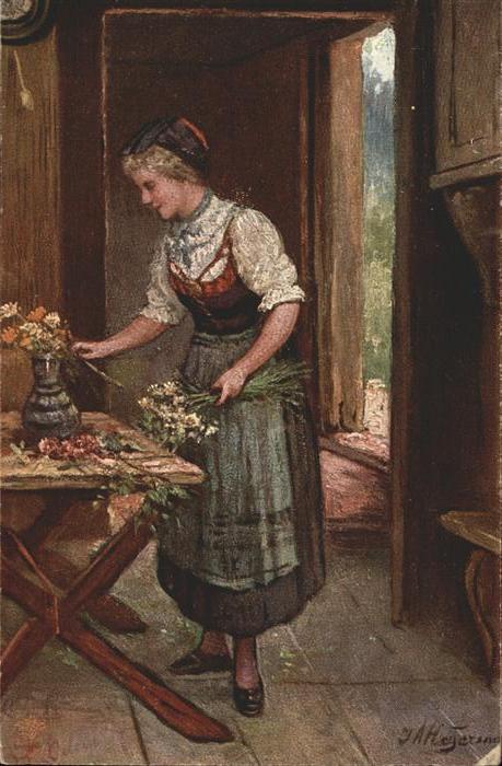 Verlag Primus Nr. 3072 J.A. Heyermans Tracht Blumen