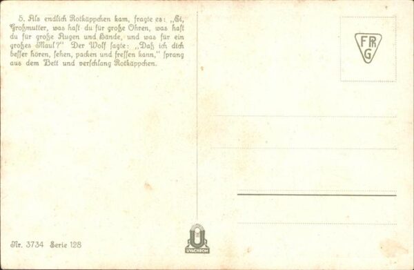 Maerchen Sagen Rotkäppchen Nr. 3734 O. Kubel Gebrüder – Bild 2