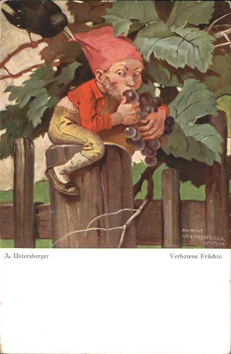 Zwerge Dwarfs Nains Trauben Rabe A. Untersberger Nr. 2 Verb