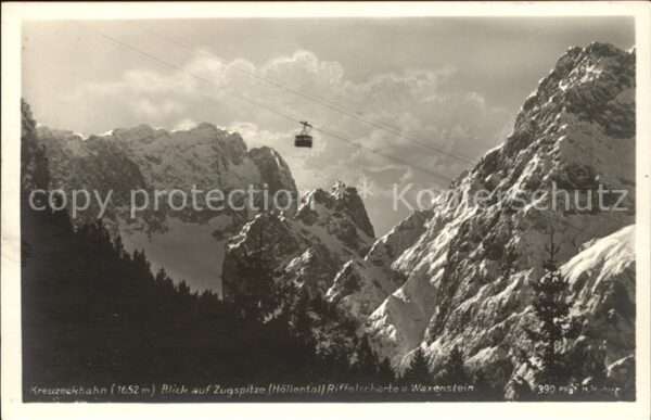 Foto Huber H. Nr. 390 Seilbahn Zugspitze Riffelscharte Wa